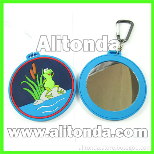 PVC cartoon mini portable makeup mirror promotional mirror